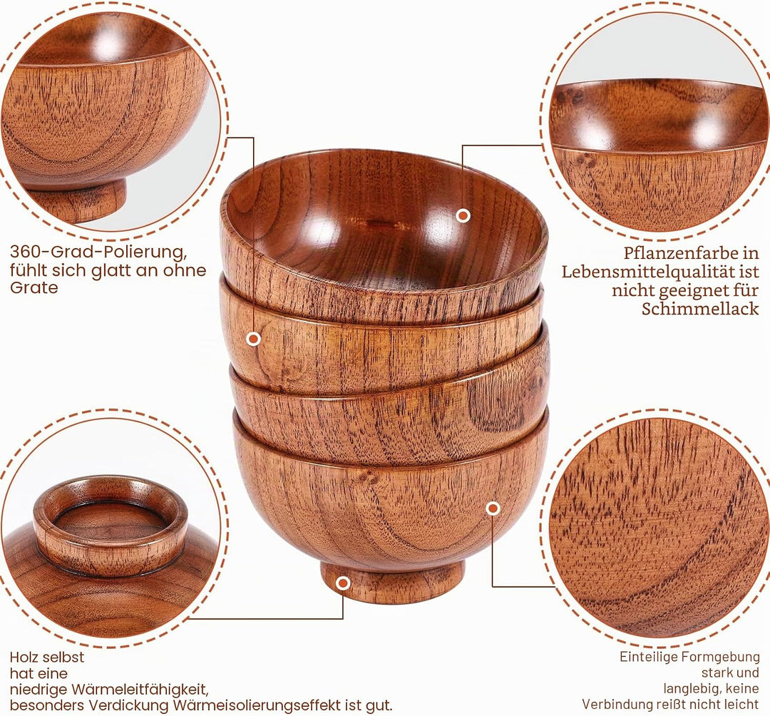 Jujube Holzschale - Japanische Nudelschale, Durchmesser 4,5 x 2-5/8, Ideal für Suppe, Eintauchen & D