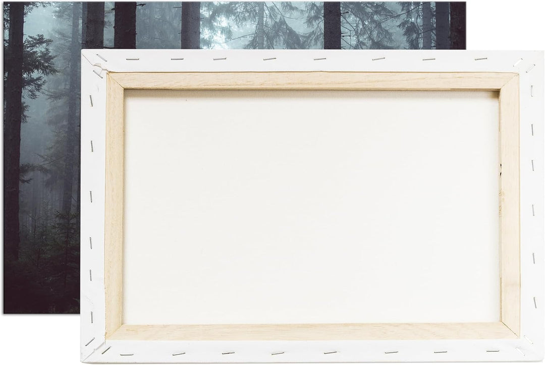 deyoli mysteriöser Nadelwald Format: 80x60 als Leinwand, Motiv fertig gerahmt auf Echtholzrahmen, Ho