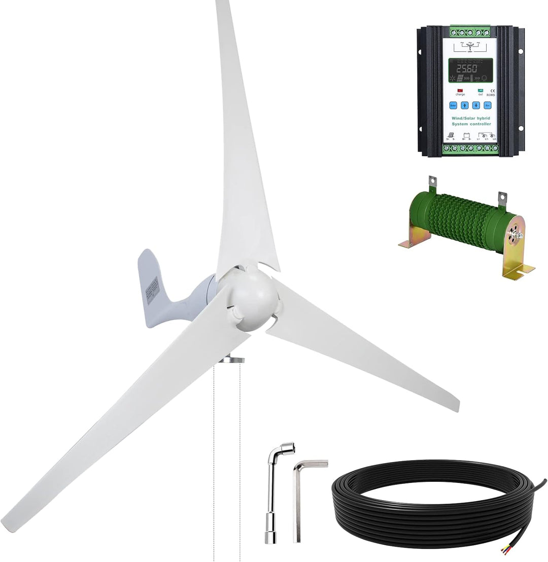 ECO-WORTHY Windturbine Generator 400W DC12V-24V mit 3 Blättern 5,6 Meilen pro Stunde niedrige Startw