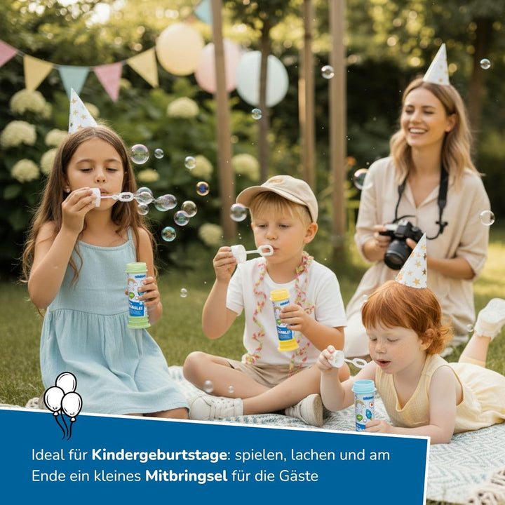 alldoro 63072 Seifenblasen 12er Set, mit Labyrinth-Spiel &amp; Pustestäbchen, Gastgeschenk oder Mitbring