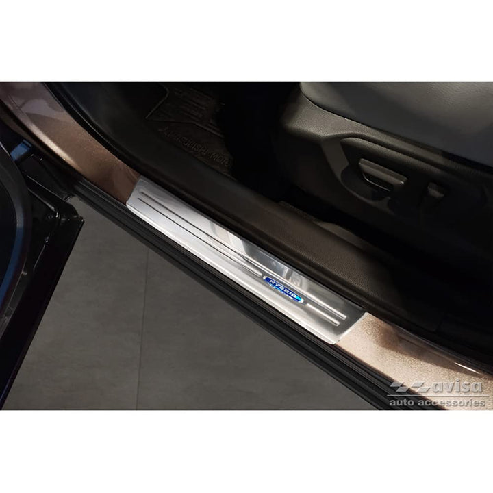 Inox door sill protectors compatible with Mitsubishi Eclipse Cross PHEV 2021- 'Hybrid' - 4-pieces