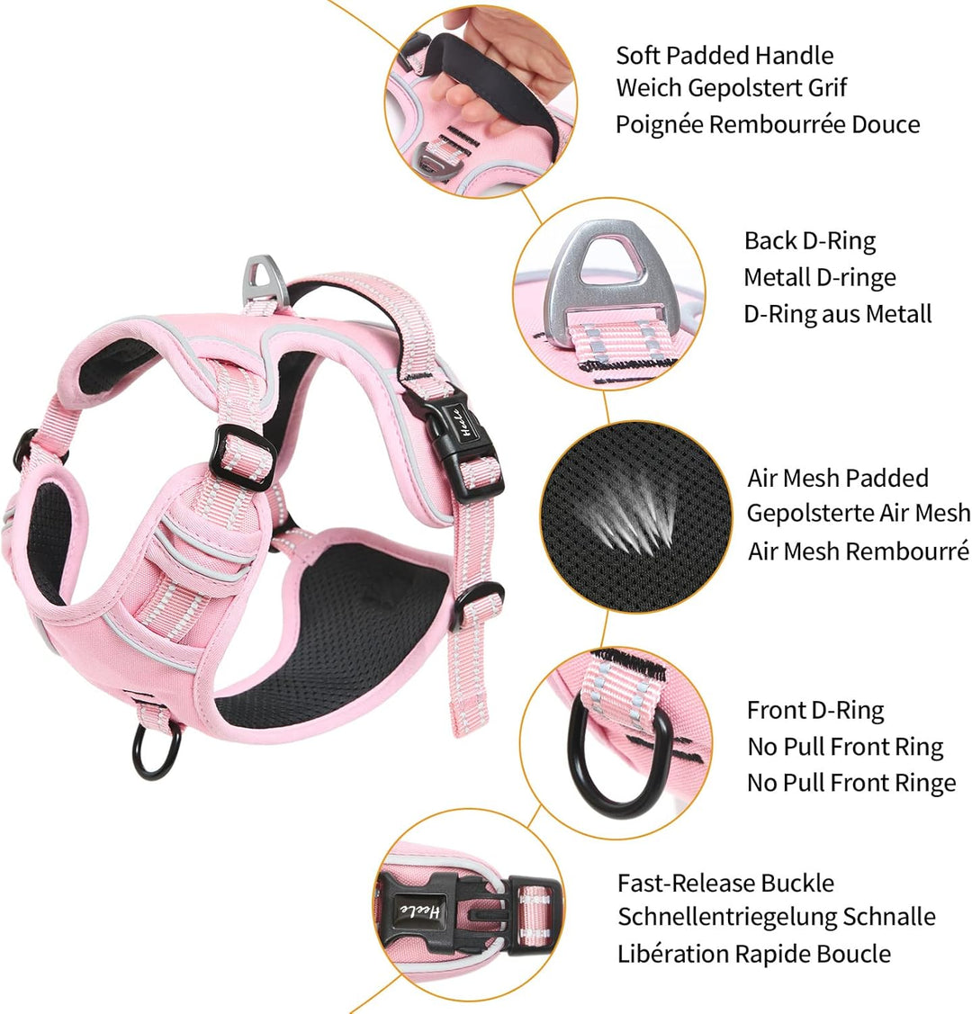 HEELE Hundegeschirr, Zugentlastung, reflektierend, mit gepolstertem Griff, Kontrolle, 2 Metallringe,