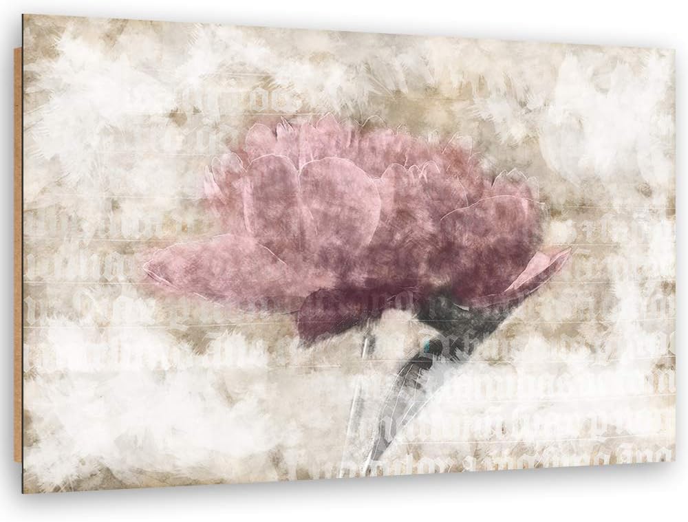 Wanddeko Blumen Kunst modern Bilder Retro Beige 100x70 cm Deko Paneel 100x70 cm Beige_a, Deko Paneel