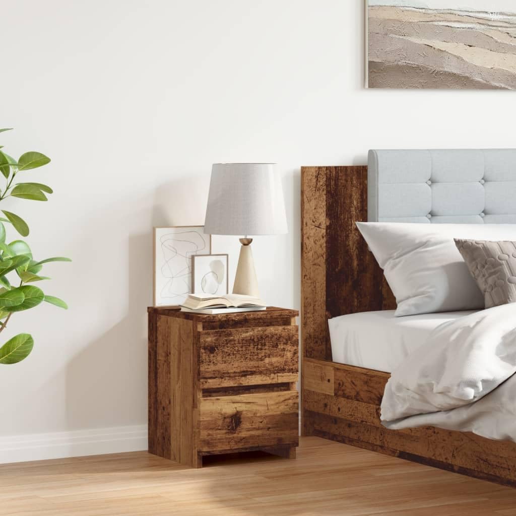 vidaXL Nachttisch, Nachtschrank mit 2 Schubladen, Nachtkommode für Schlafzimmer, Nachtkonsole Beiste