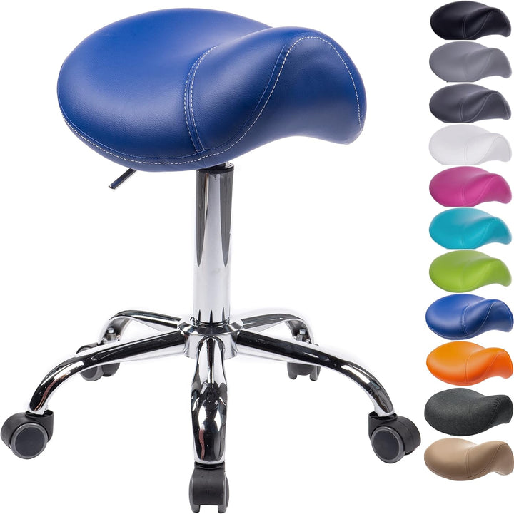 1stuff® Sattelhocker Sattelstuhl MULY - Sitzhöhe bis ca. 74cm - ergonomischer Rollhocker Bürohocker