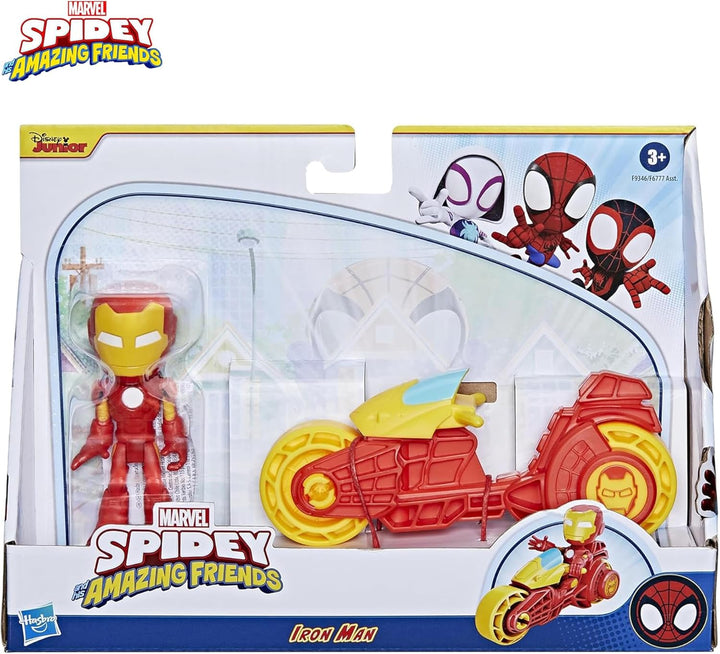 Marvel Spidey and His Amazing Friends, Iron Man Action-Figur & Spielzeug-Motorrad Spielset IRON MAN