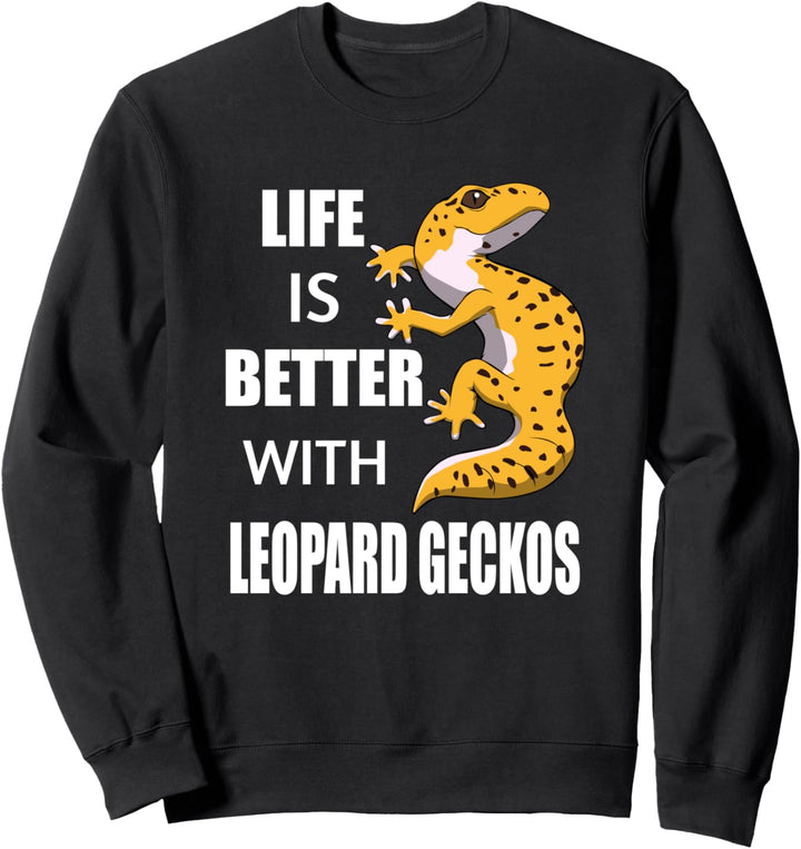 Leben mit Leopard Gecko Ironisch Reptilien Sweatshirt