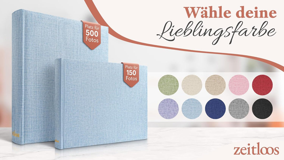 Das Fotoalbum für die Ewigkeit - 100 Seiten mit Platz für 500 Fotos. Fotoalbum leinen Fotoalbum blau