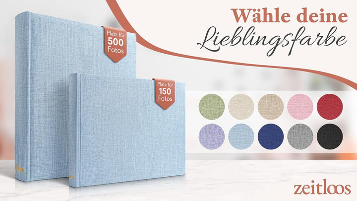 Das Fotoalbum für die Ewigkeit - 100 Seiten mit Platz für 500 Fotos. Fotoalbum leinen Fotoalbum blau