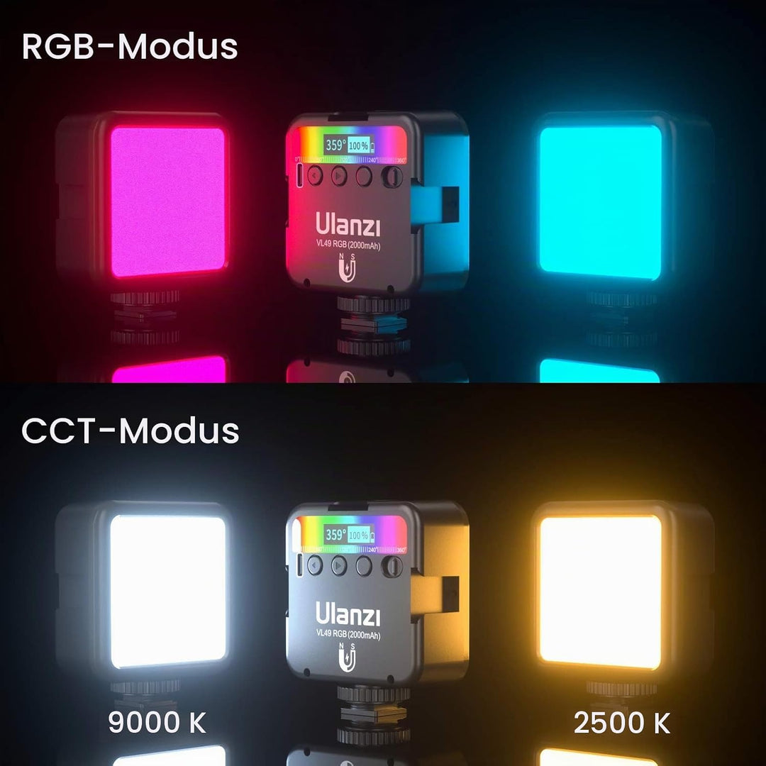 Ulanzi VL49 RGB Mini Multi Color LED Videolampe für Smartphone und Kamera Fülleuchte mit einstellbar