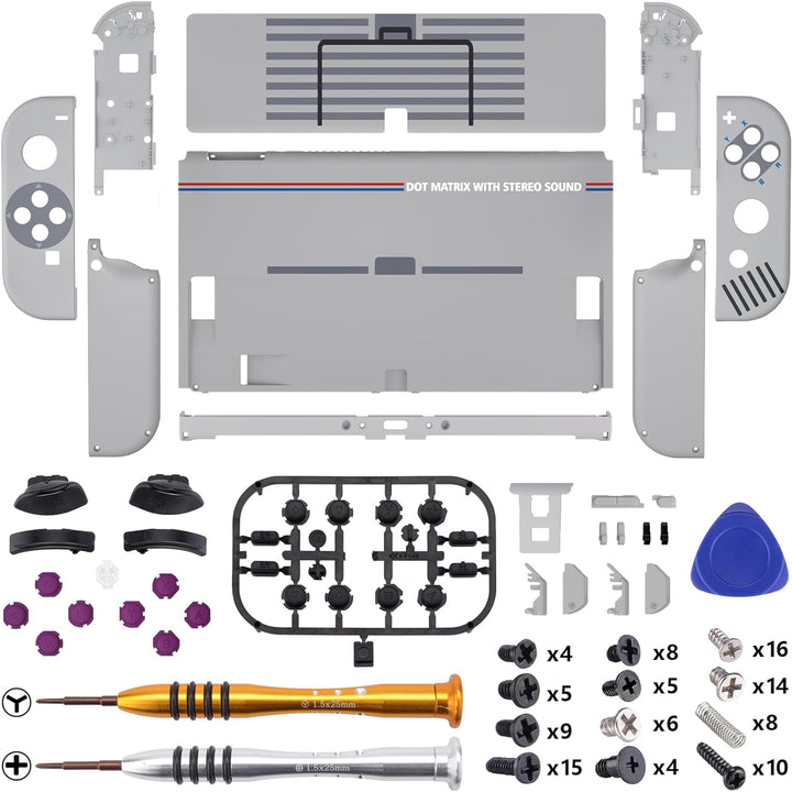 eXtremeRate Full Hülle für Nintendo Switch OLED, DIY-Ersatz Konsole case & Kickstand, NS Joycon Gehä