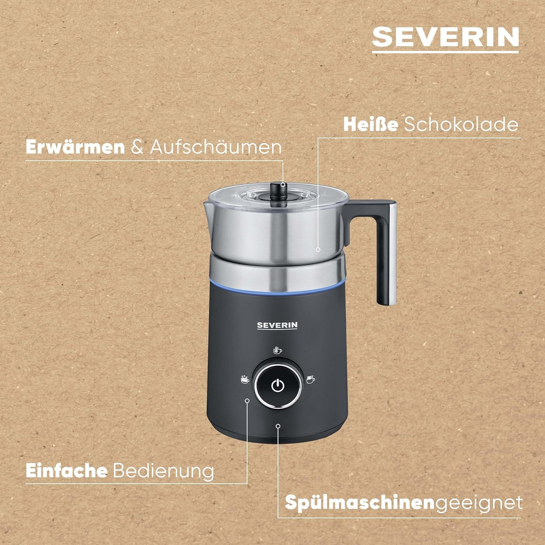 SEVERIN SPUMA 500 Induktions-Milchaufschäumer, elektrischer Milchaufschäumer ohne Anbrennen, spülmas