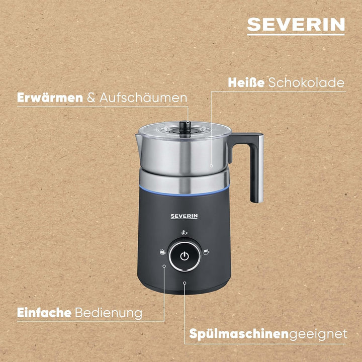 SEVERIN SPUMA 500 Induktions-Milchaufschäumer, elektrischer Milchaufschäumer ohne Anbrennen, spülmas
