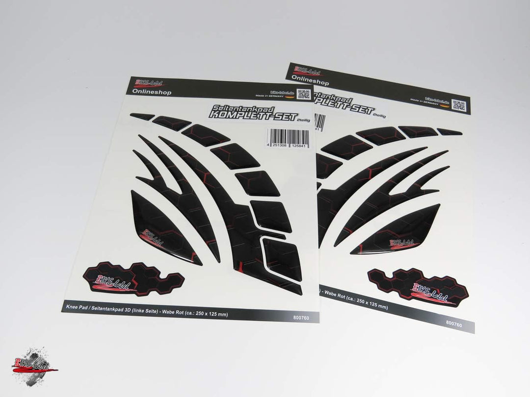 BIKE-label Tankpad seitlich Tankschutz Aufkleber Waben Rot Red 800760