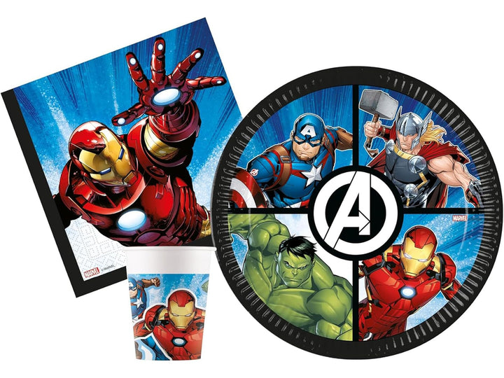 Isola Party Umweltfreundliches Avengers Mighty Geburtstagsparty-Set (16 Teller, 16 Tassen, 20 Servie