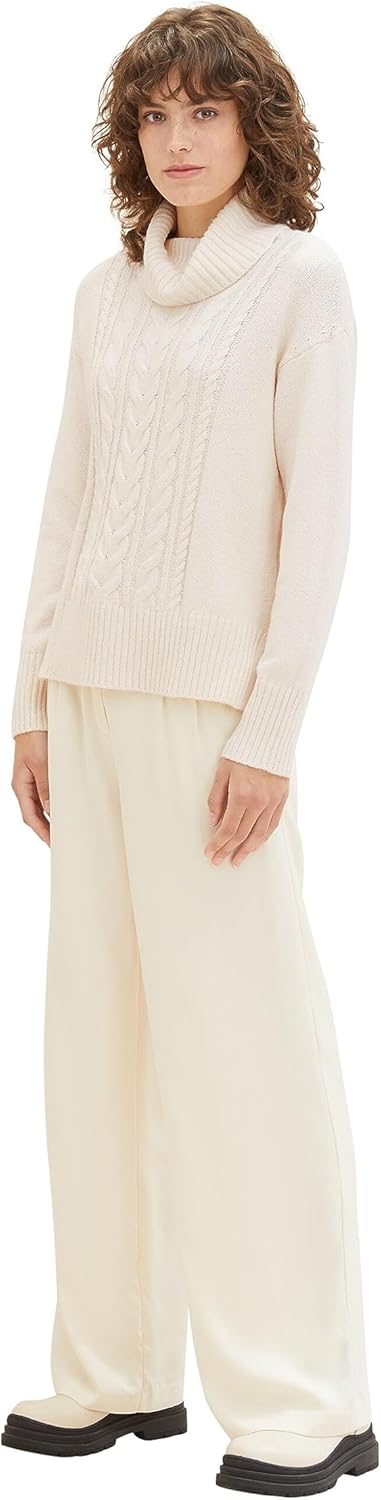 TOM TAILOR Damen Strickpullover mit Rollkragen XXS 17573 - Soft Beige Melange, XXS 17573 - Soft Beig