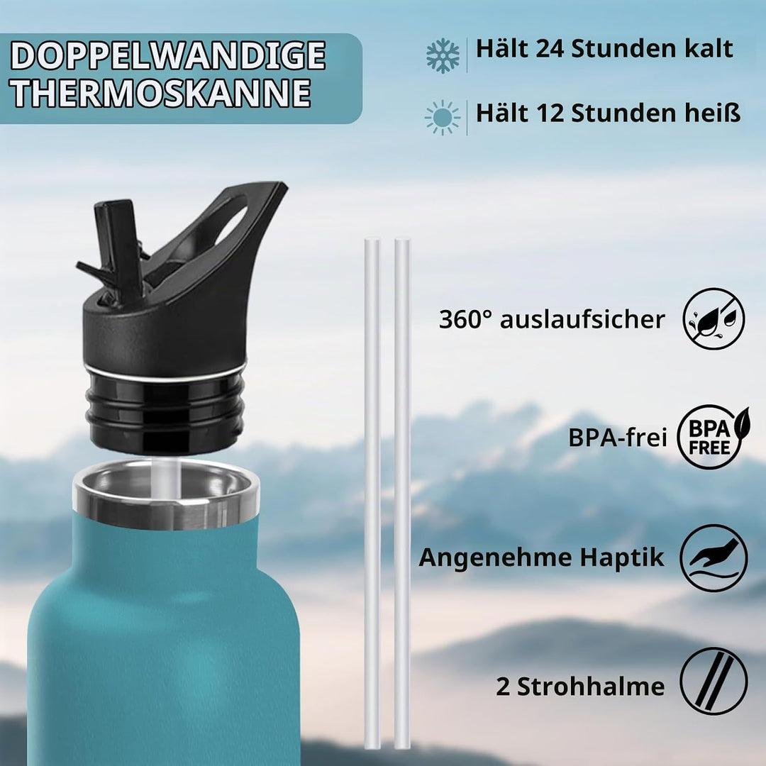 Trinkflasche, 750 ML BPA-Frei, Thermosflasche, Auslaufsichere Isolierflasche Doppelwandig, Wasserfla