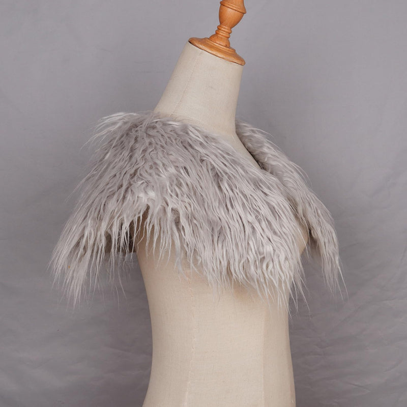 keland Viking Kunstfell Kragen für Männer Schal Capelet Wrap Kostüm Accessoire W-grau, W-grau