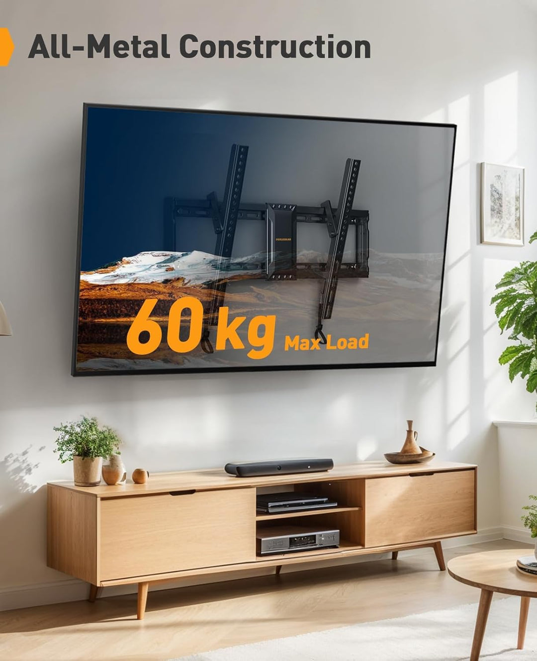Perlegear TV Wandhalterung, Neigbare Fernseher Halterung für 37-82 Zoll Flach & Curved LED/LCD/OLED/