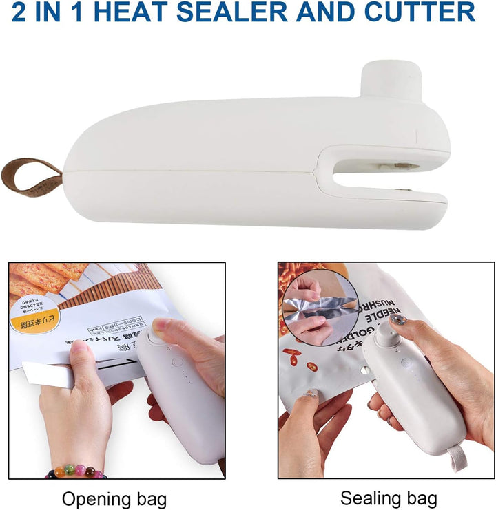 WELUV Mini Folienschweissgerät mit Cutter USB Tüten Verschweisser Hohe Sicherheit Bag Sealer Aufladu