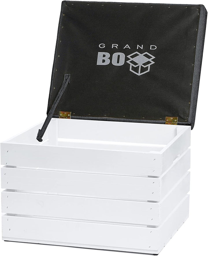 GrandBox Sitzhocker aus Holz 37x40x50 Polster, Sitztruhe Hocker mit Stauraum, Sitzbank, Sitzpouf, Si