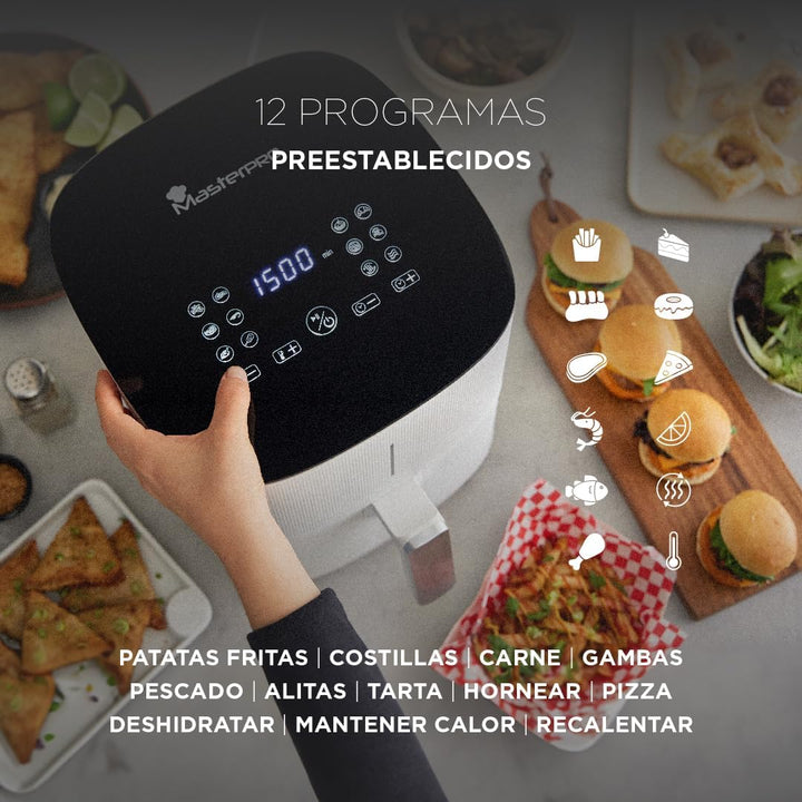 MasterPRO BY CARLO CRACCO - Luftfritteuse 1500W 5L - 12 Programme - LED Touch Control - App Steuerun