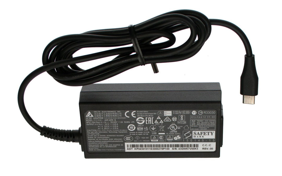 Acer Netzteil/Ladegerät 20V / 2,25A / 45W USB-C Chromebook 14 CP5-471 Serie (Original) 45W ohne Netz