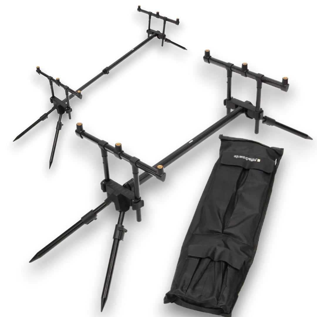 NGT Quickfish Pod MK2-I – 3 Rutenhalter, voll verstellbar, Karpfenrute mit Tasche