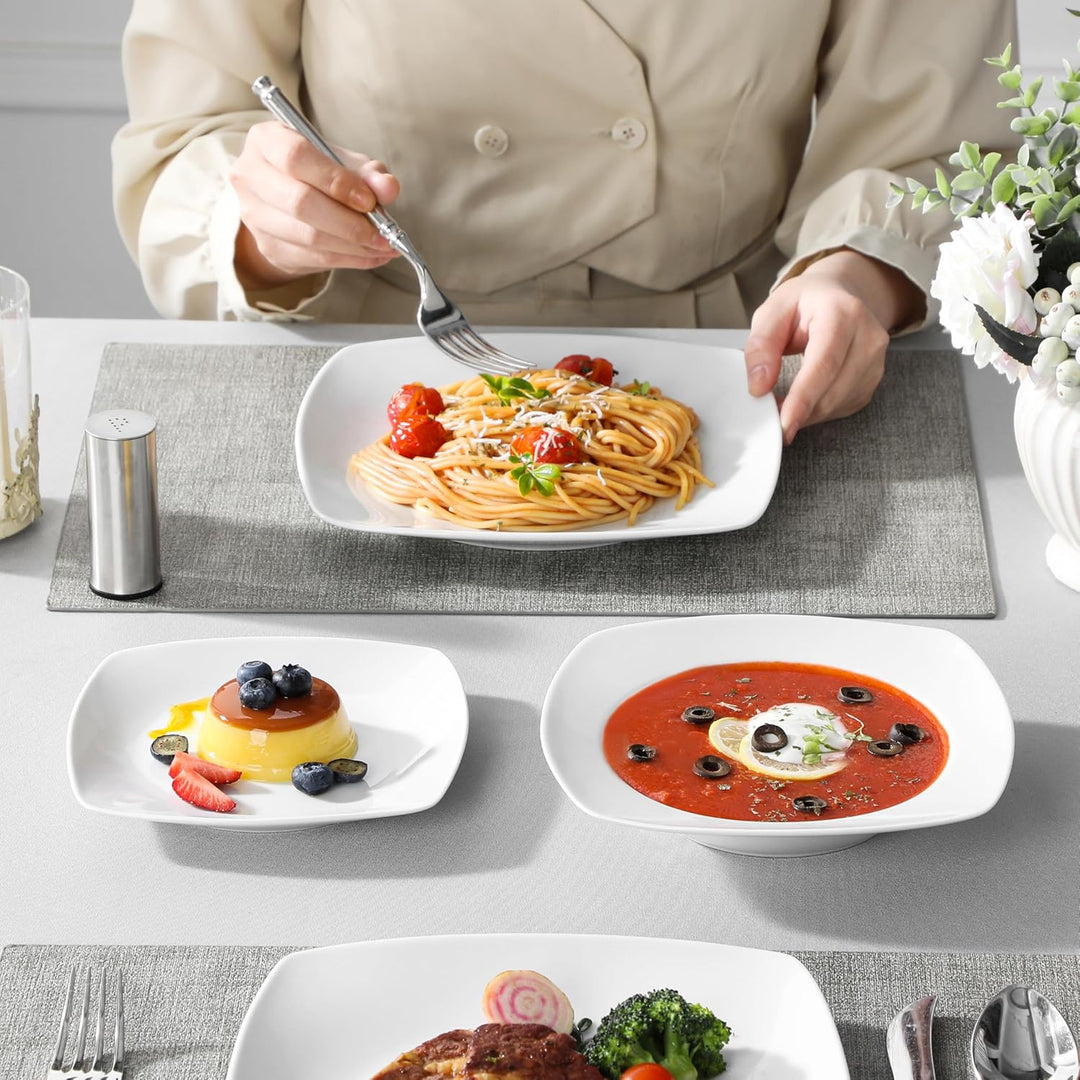 MALACASA, Serie Julia, 18 Teilig Set KLEIN Tafelservice 6 Personen Porzellan Teller Set, Geschirrset