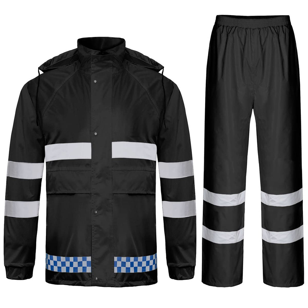Herren Regenanzug mit Kapuze Reflektierender Winddicht Regenjacke und Regenhose Wasserdichter Arbeit