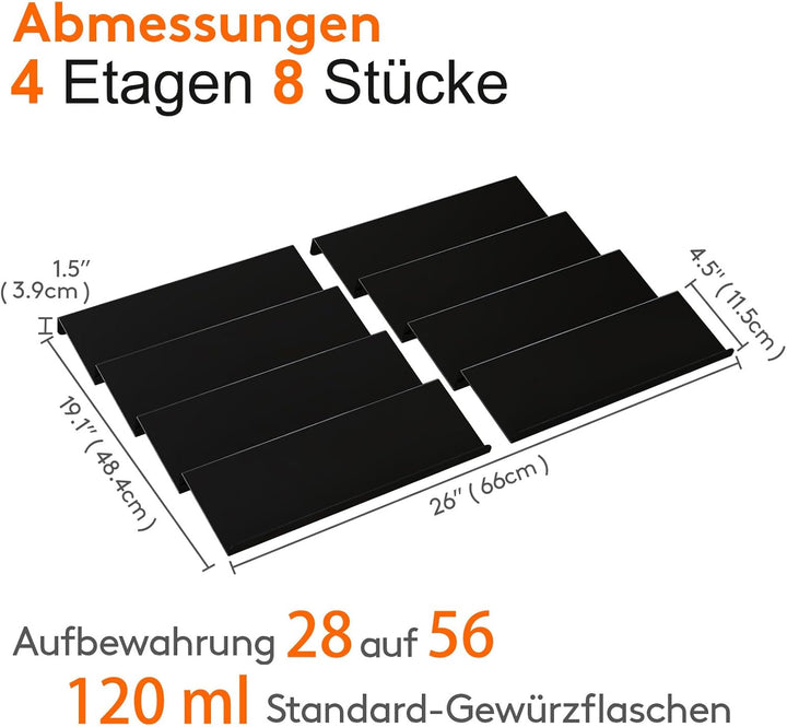 Lifewit Gewürzregal für Schubladen Gewürz Schubladeneinsatz, Schubladen Ordnungssystem von 33cm bis