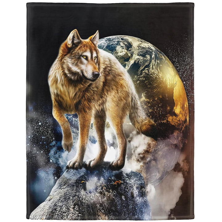 YISUMEI Decke 150x200 cm Kuscheldecken Sanft Flanell Weich Fleecedecke Tagesdecke Wolf Erde 150 x 20