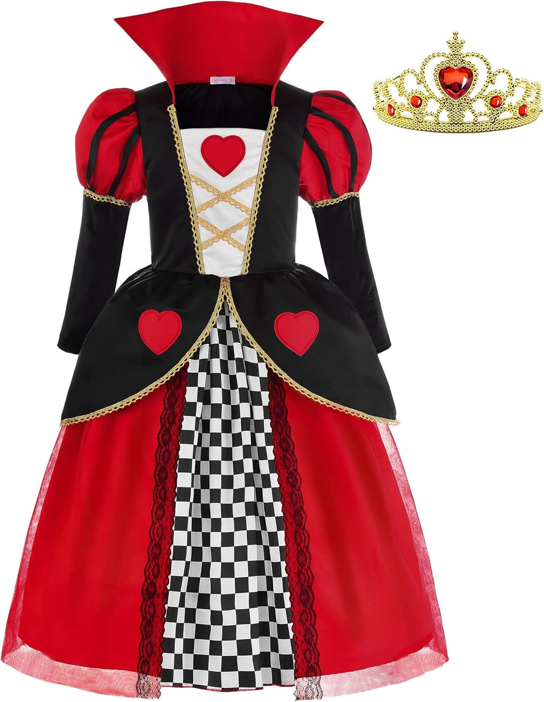 ReliBeauty Herzen Kleid Kostüm Kinder mit Krone Karneval Halloween