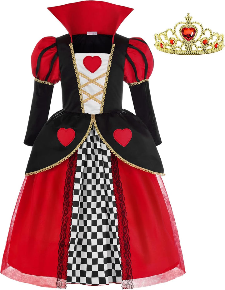 ReliBeauty Herzen Kleid Kostüm Kinder mit Krone Karneval Halloween