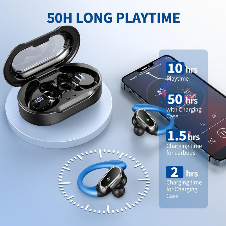 Rolosar 2026 Bluetooth Kopfhörer, Kopfhörer Kabellos Bluetooth 5.4 Sport tiefer Bass, In Ear Kopfhör