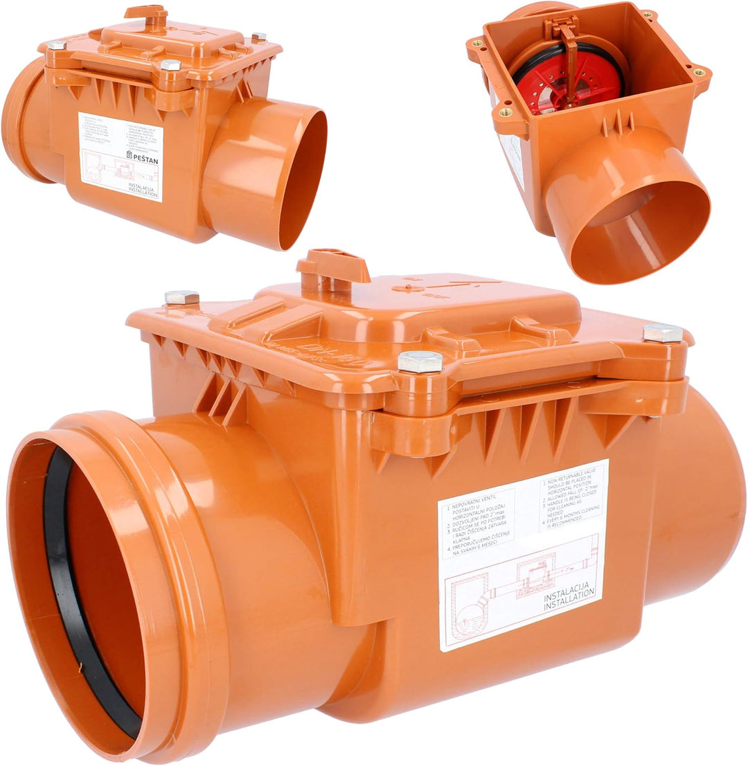 PEŠTAN Rückstauverschluss Ø DN 200 Orange | Rückschlagklappe Rückstauventil Rückstauklappe Rückstauv