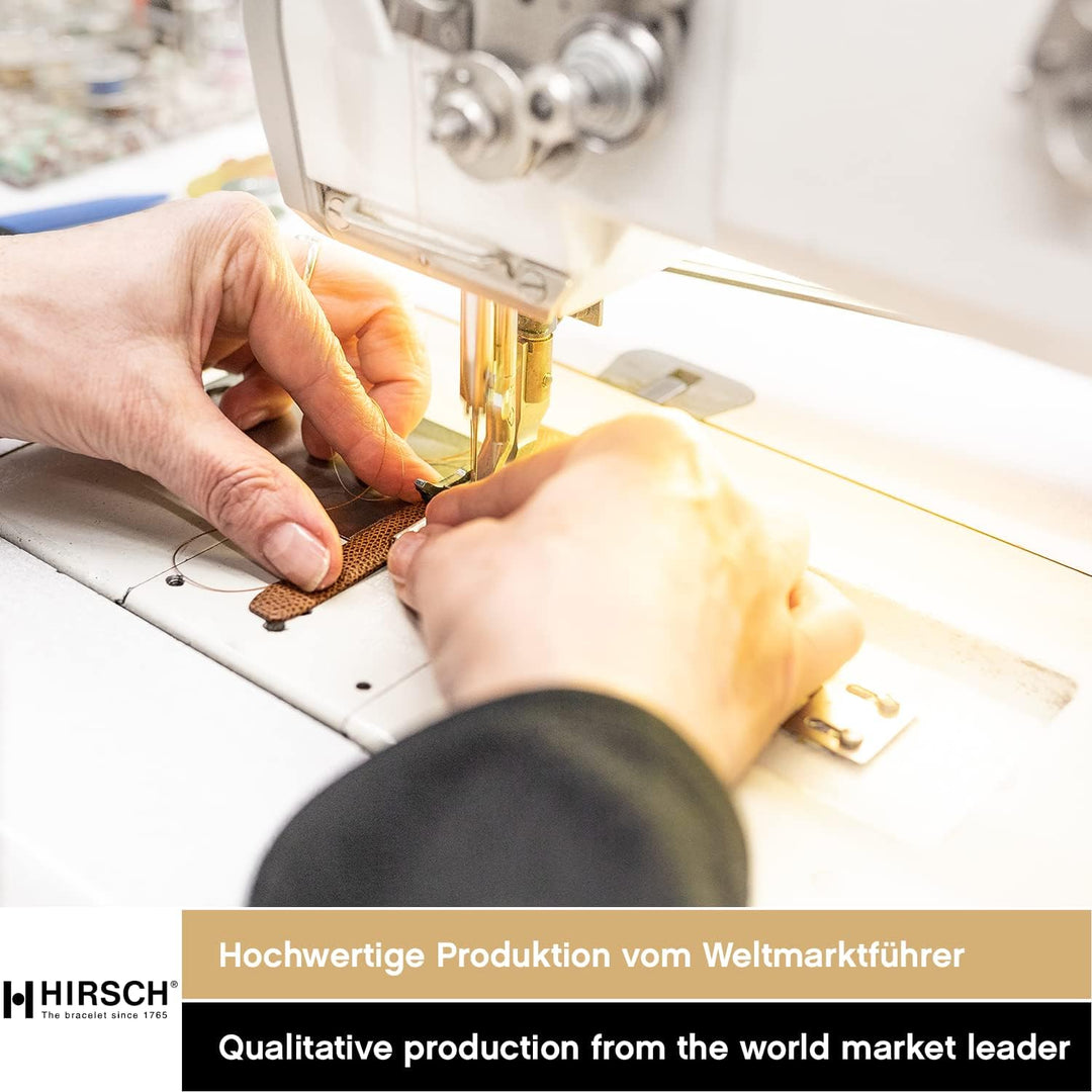 HIRSCH Uhren-Armband Crocograin - Uhr-Band aus glänzendem Kalbs-Leder mit Krokodil-Prägung - 12 bis