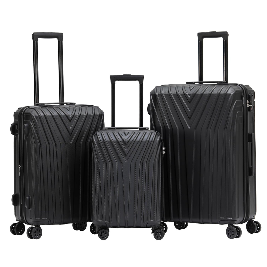 BEIBYE Kofferset Rollkoffer Koffer Hartschale,TSA Schloss, Zwillingsrollen, Erweiterung (Schwarz, Se