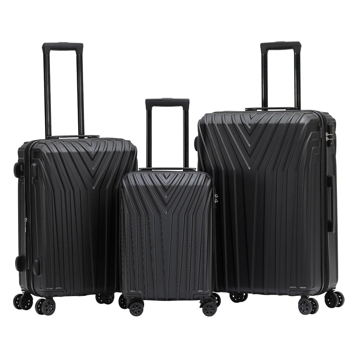 BEIBYE Kofferset Rollkoffer Koffer Hartschale,TSA Schloss, Zwillingsrollen, Erweiterung (Schwarz, Se