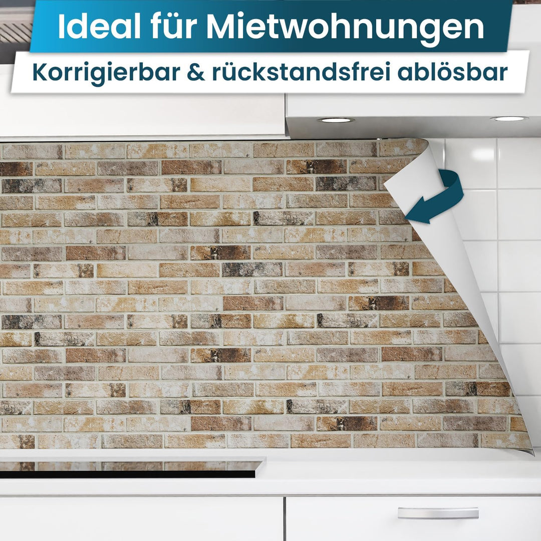 danario Küchenrückwand selbstklebend - Matt - Spritzschutz Küche - versteifte PET Folie - 0,37 mm -