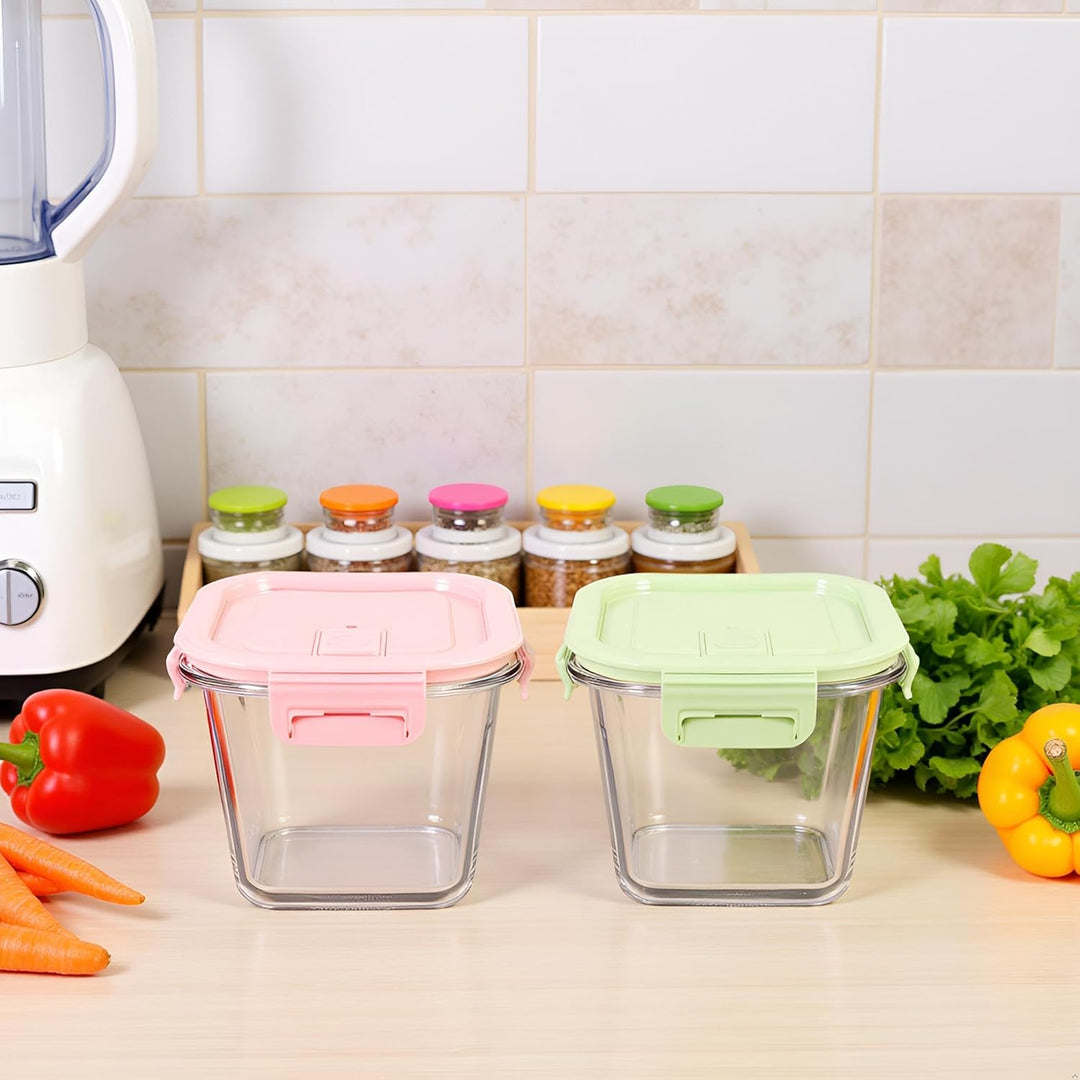 900ml Glasbehälter Mit Deckel, Glas Vorratsdosen Mit Deckel Luftdicht. Quadrat Meal Prep Behälter, M
