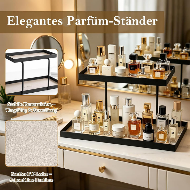 Parfüm Organizer, Doppelstöckiges Parfum Organizer ohne Montage, Eleganter Modernes Parfüm Ständer a