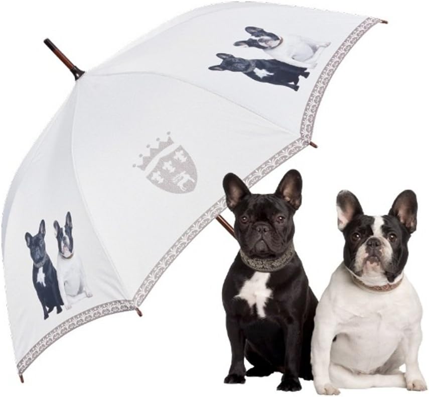 VON LILIENFELD Regenschirm Französische Bulldoggen Auf-Automatik Stockschirm Hund Stabil