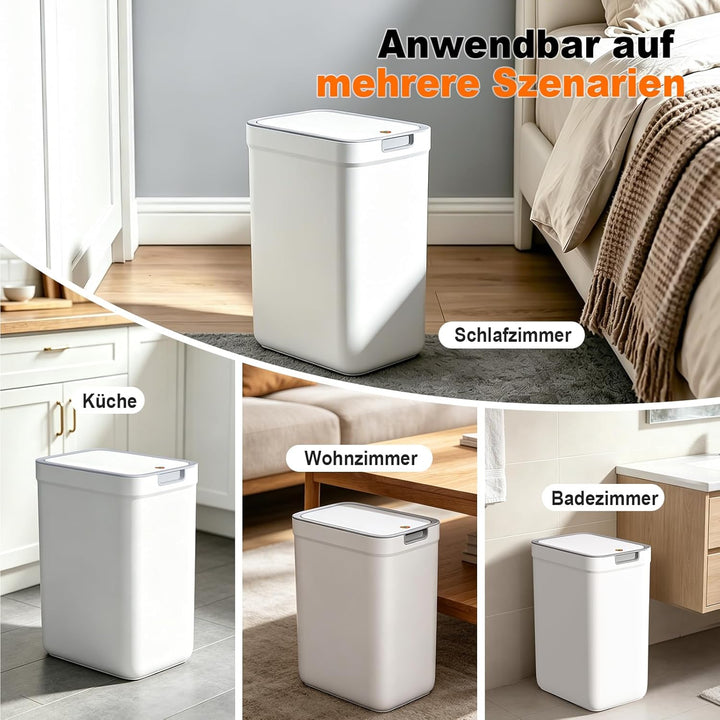 MOPUP Kleiner Badezimmer-Mülleimer mit Deckel, 9 l/2,4 Gallonen, schmaler Mülleimer, Papierkorb aus