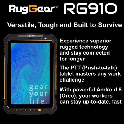 RugGear RG910 Outdoor Tablet - Wasserdichtes, Staubdichtes, Stossfestes Rugged Tablet, 8'' Corning-G