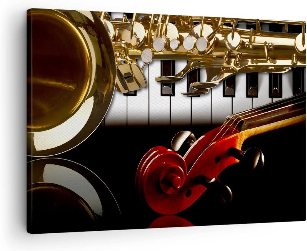 Bilder auf Leinwand Klaviertasten Musik Instrumente Leinwandbild 70x50cm Wandbilder Dekoration Wohnz