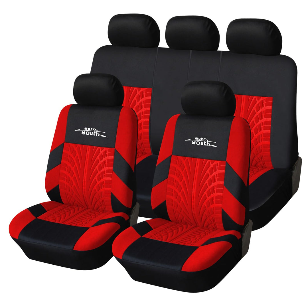 AUTOYOUTH Autositzbezüge Universal Fit Komplettset Autositzschoner Reifenschienen Autositzzubehör, R