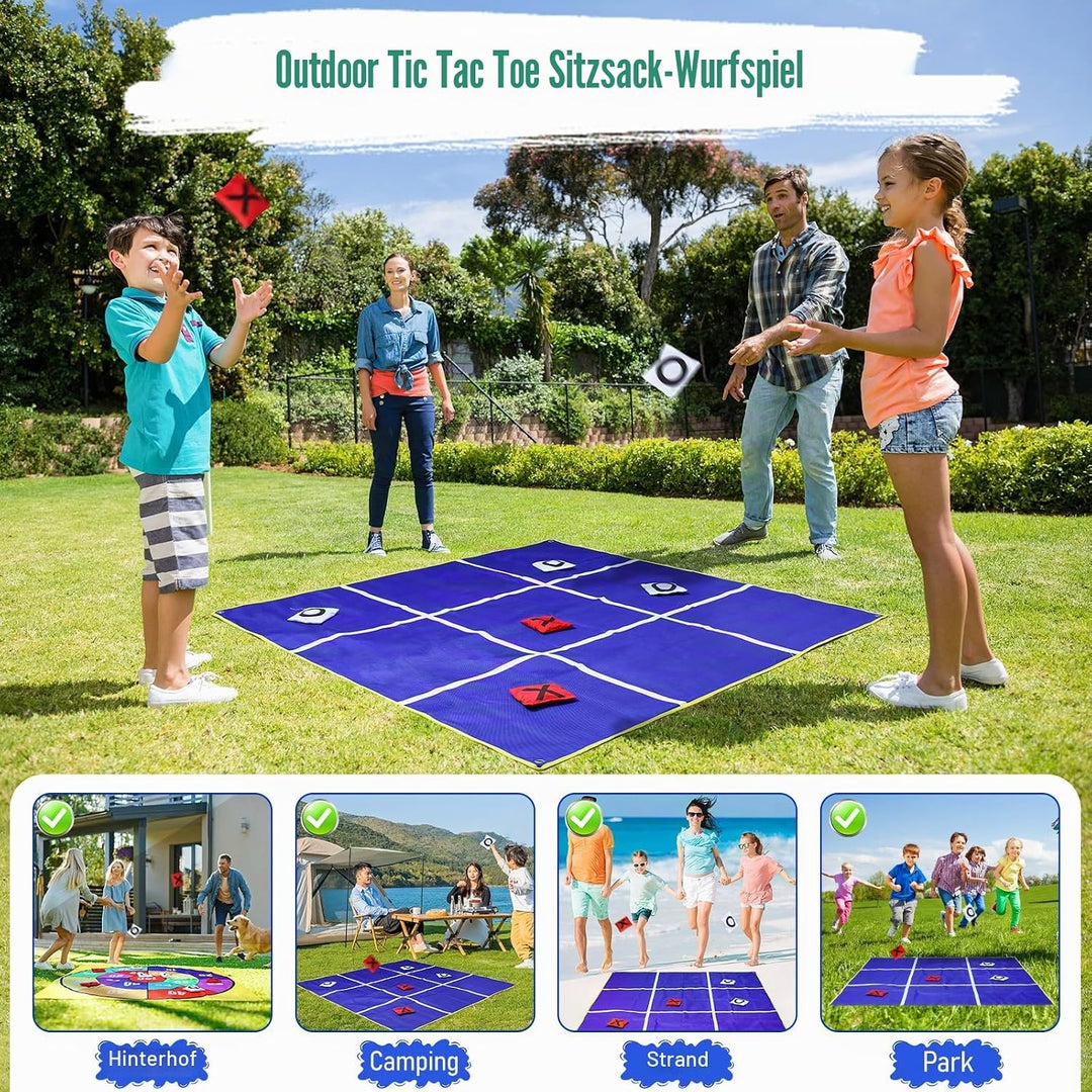 2-in-1 Outdoor Riesen Tic Tac Toe &amp; Beanbag-Wurfspiel für Kinder und Erwachsene, 1,4 m (4,5 Fuss) gr