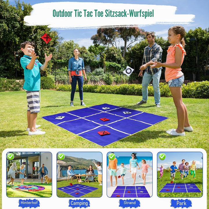 2-in-1 Outdoor Riesen Tic Tac Toe &amp; Beanbag-Wurfspiel für Kinder und Erwachsene, 1,4 m (4,5 Fuss) gr