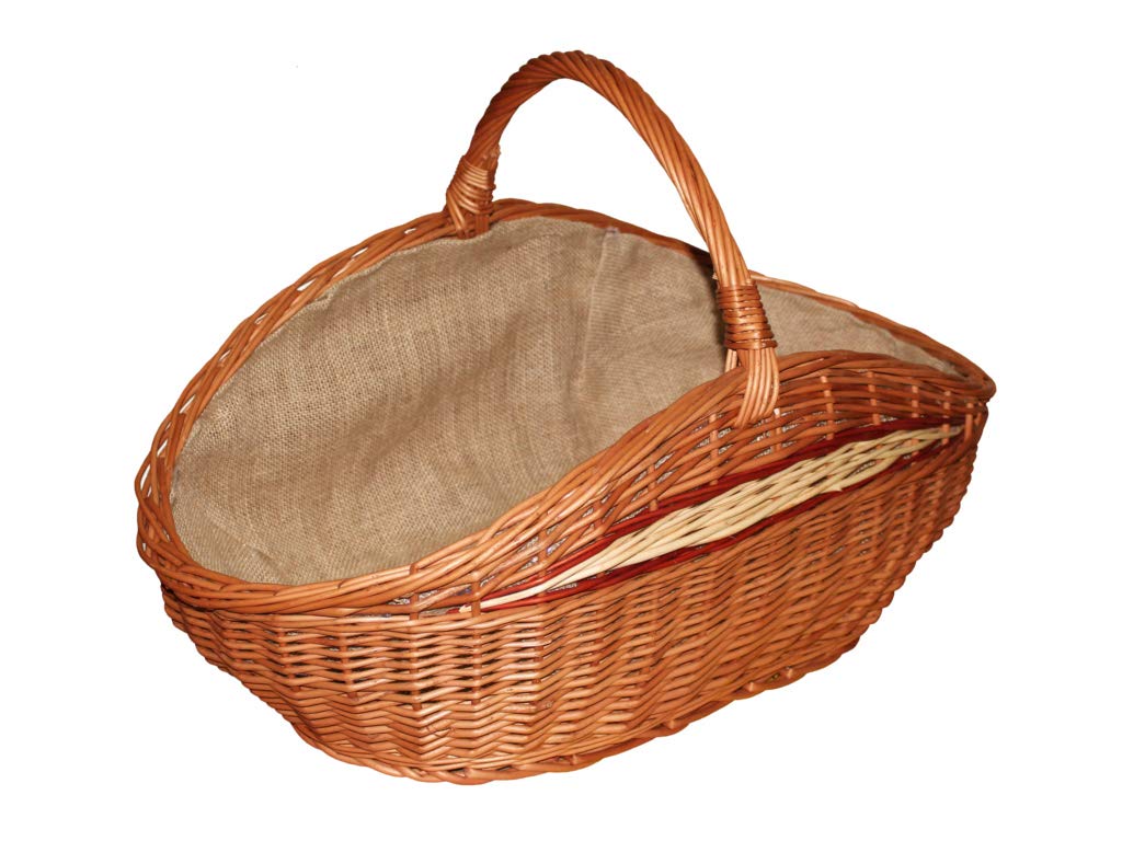 Weidenkorb, Holzkorb, Kaminkorb aus Naturweide, mit Jute vernäht (L) 68 x (B) 39 x (H) 24/40